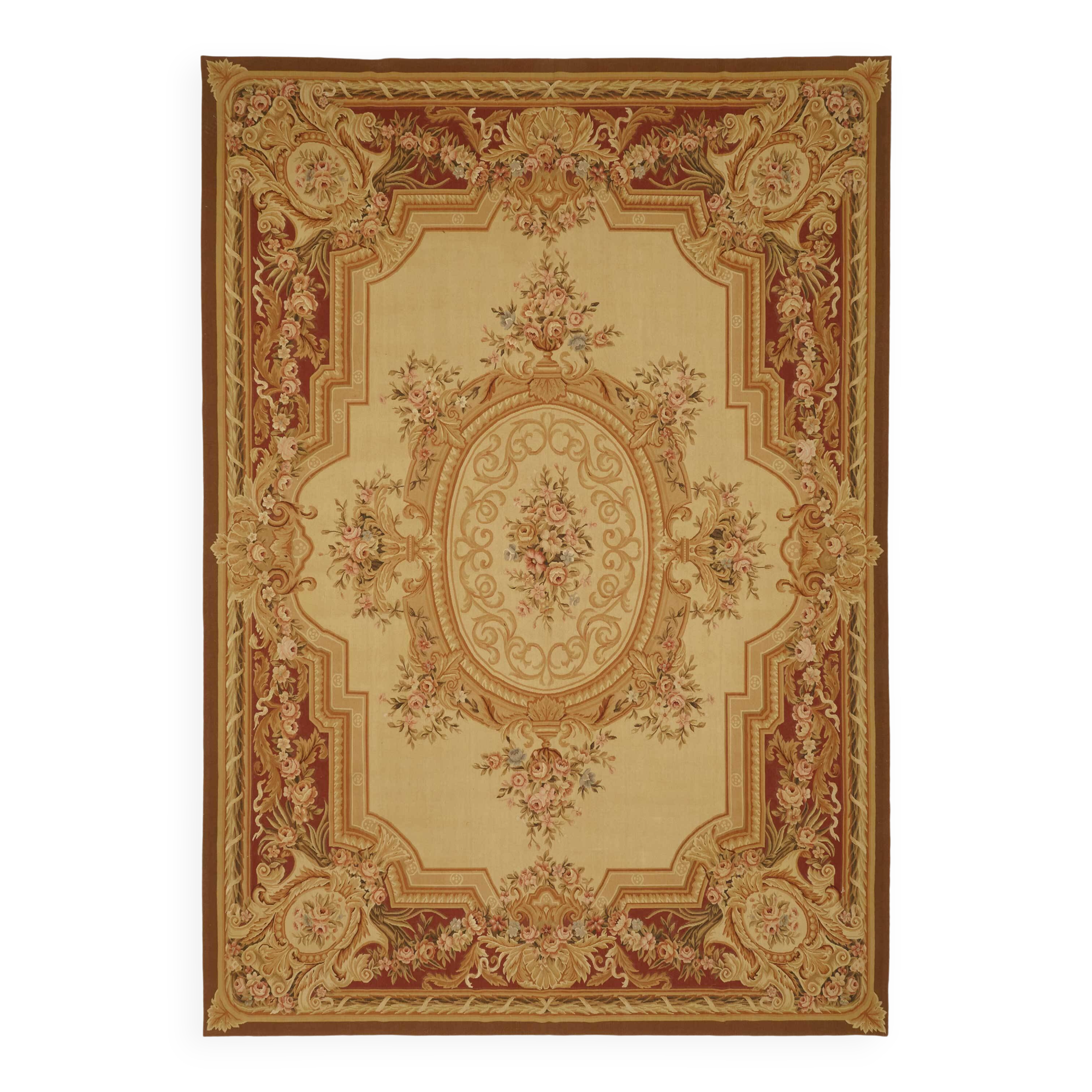 Handmade European Vintage Aubusson Kilim 300 cm x 428 cm