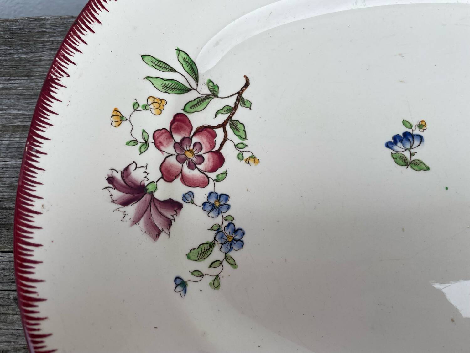 Strasbourg ironstone serving dish with Sarreguemines flowers