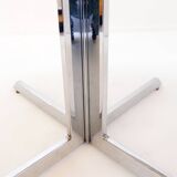Round travertine dining table with chrome base, 1970s - Ø120cm
