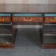 Bureau à caissons jumelés double face avec marqueterie hollandaise antique