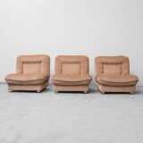 Set di 3 poltrone modulari in tessuto beige anni ’70 vintage modernariato