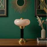 Lampe de chevet ou à poser art-déco • Verre ancien & Laiton patiné