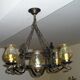 Lustre et ses 2 appliques en fer forgé 1960