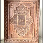 Antique  1881 Carved on solid wood Panel  Relief