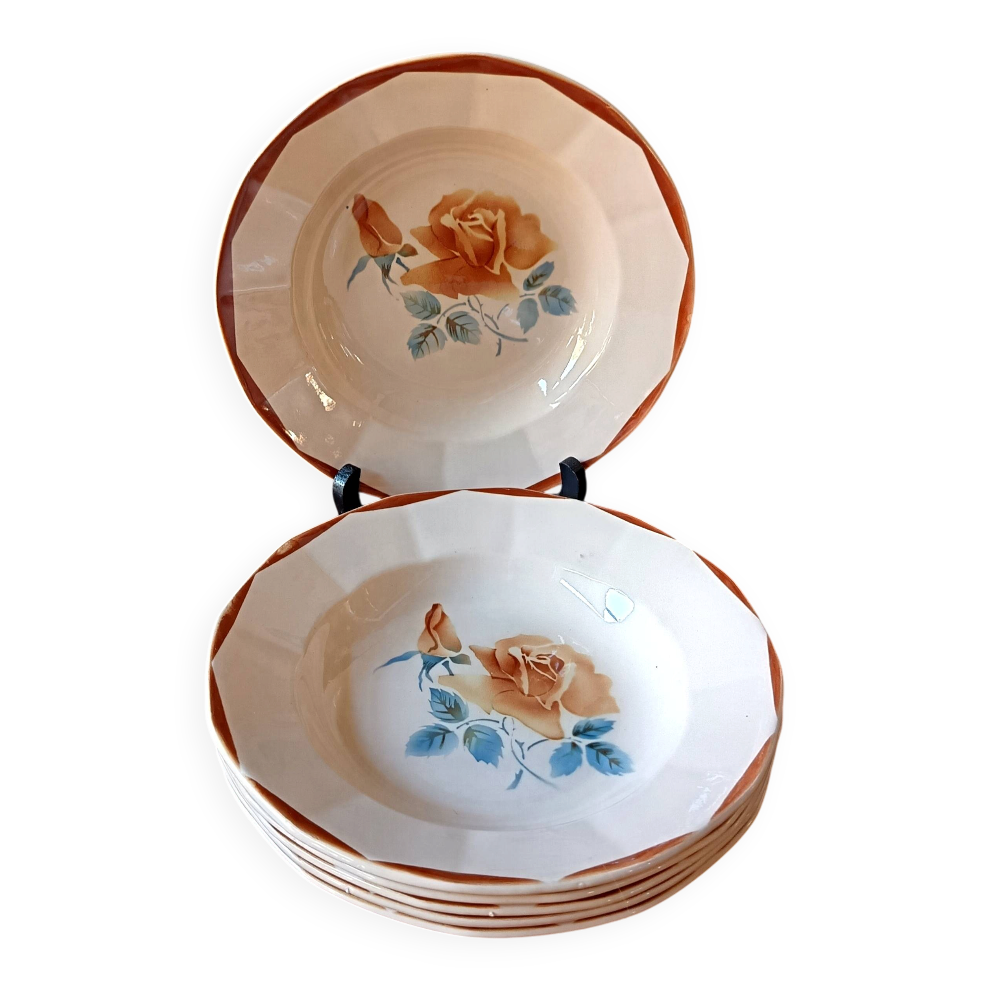 6 assiettes à soupe Sarreguemines Digoin vintage