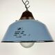Industrial Grey Enamel and Cast Iron Pendant Light with Glass Cover, 1960s