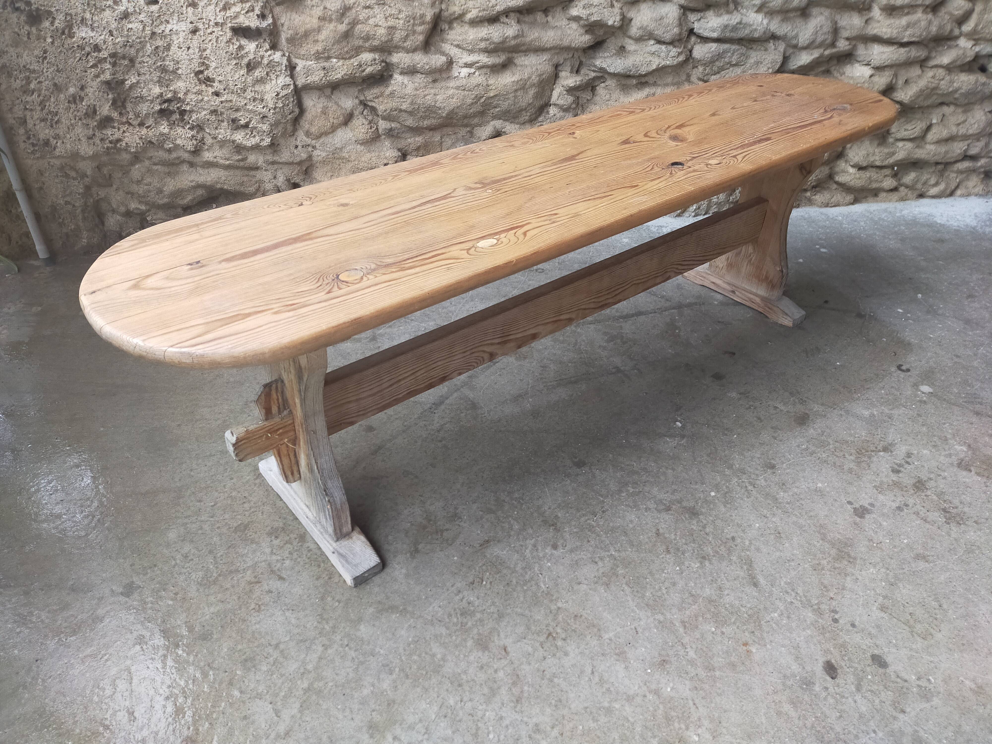 Wooden table with 2 benches