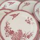 Assiette FF Pexonne Terre de Fer décor rose oiseaux XIX