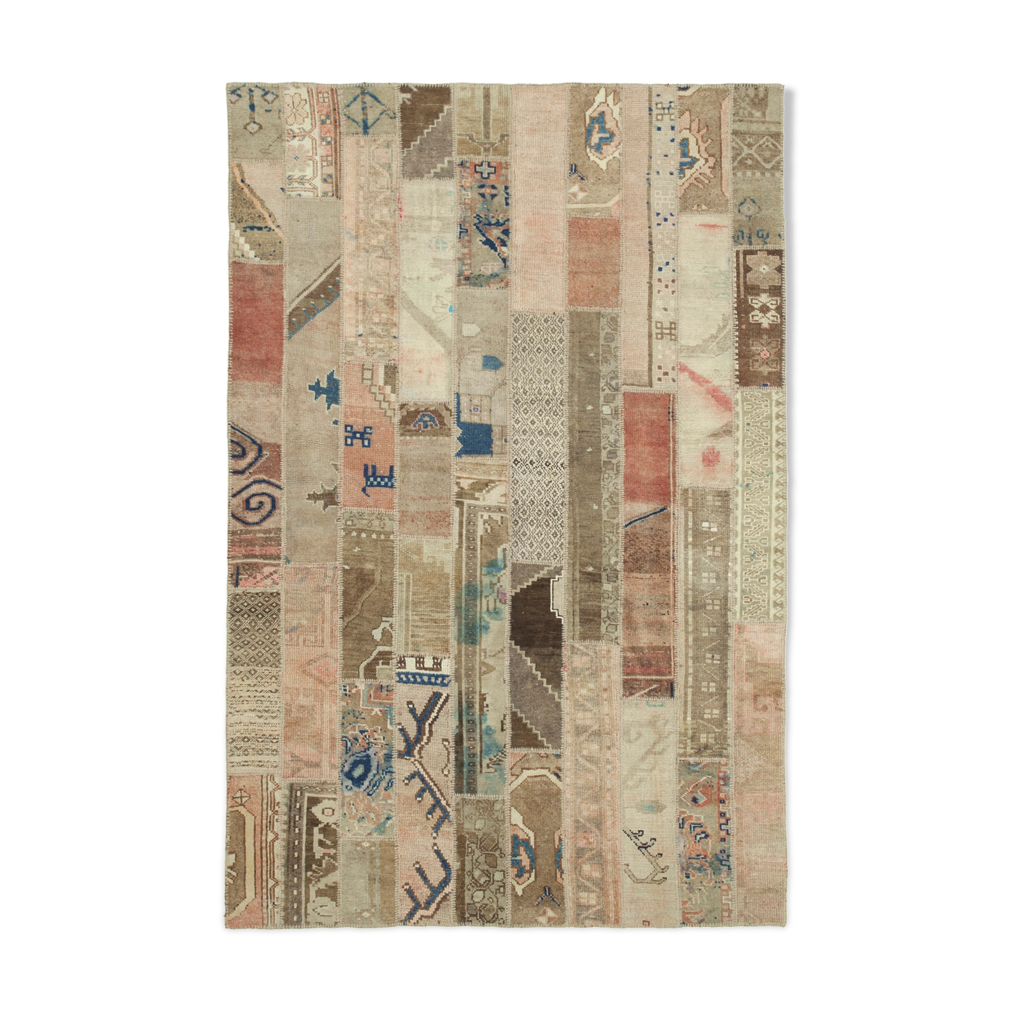 Handmade Oriental Contemporary 201 cm x 300 cm Beige Patchwork Rug