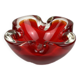 Cendrier vintage en verre massif rouge style Murano