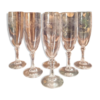 6 crystal flutes