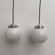 Lot 2 vintage opaline hanging lamps
