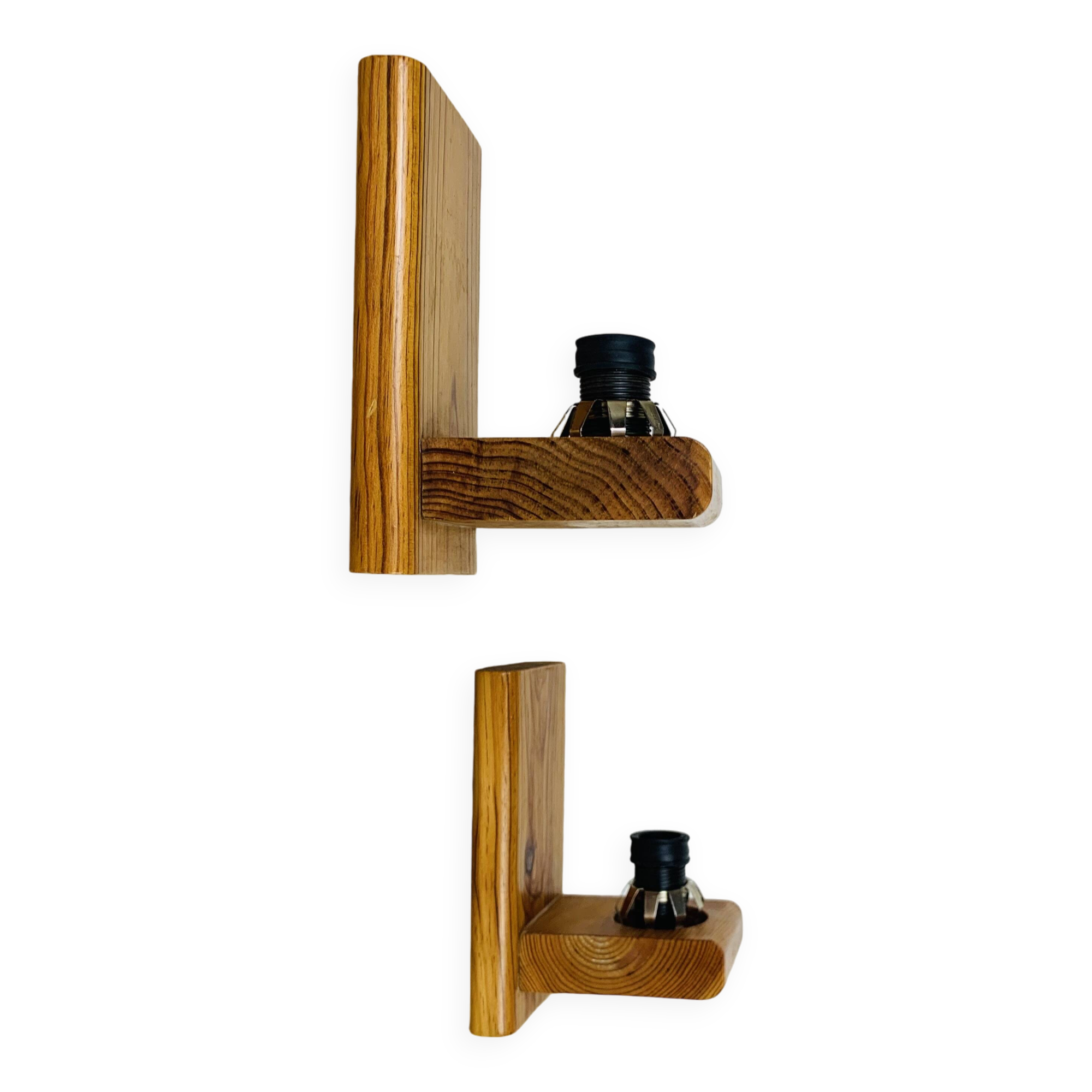 Pair of 70s pine wall lights