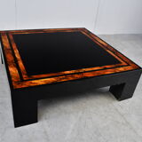 Vintage burl wooden coffee table, 1980s