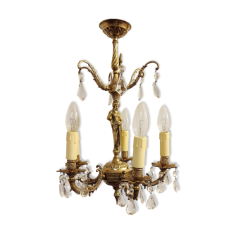 Bronze and glass ceiling lamp, France 1940