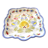 Shallow dish from Quimper pottery HB Henriot - floral decoration, Breton.
