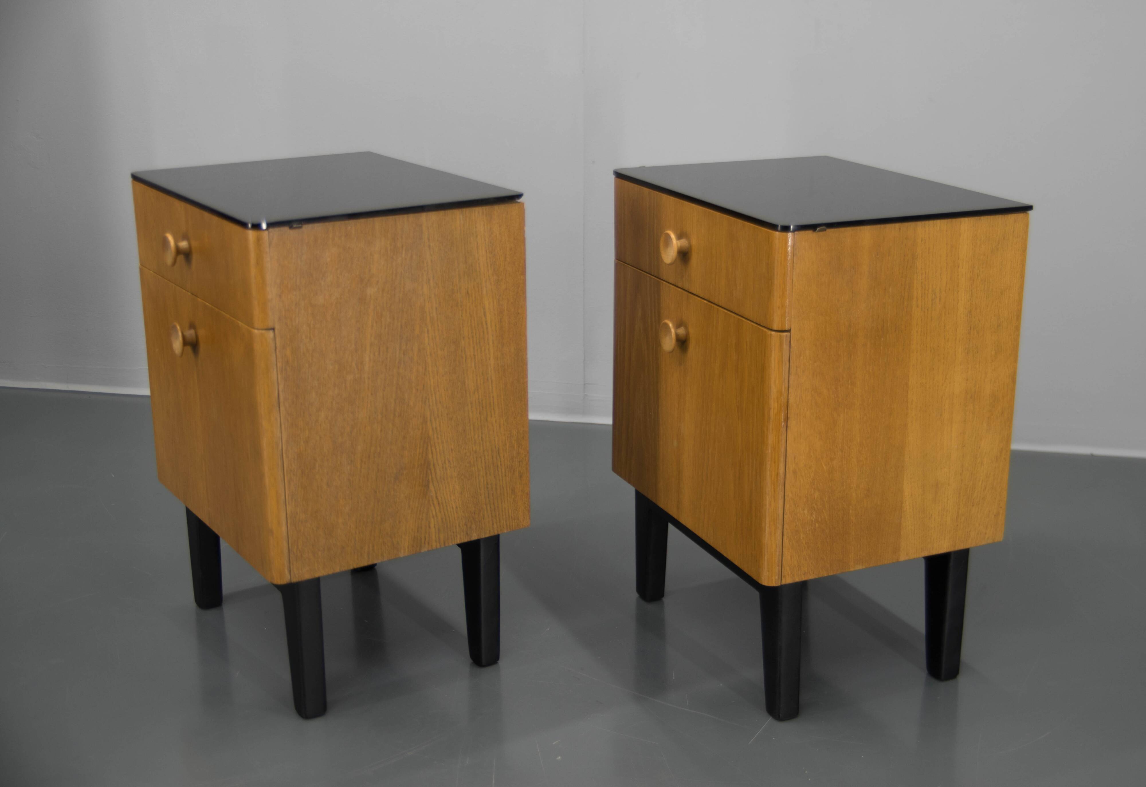 Set of Two Night Stands by Halabala for UP Zavody, 1950s