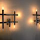 Pair of geometric wall lamps Maison Sciolari, 4feux, Italy, 1970