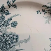Antique ironstone plate from Saint-Amand – Margot model – Blue flowers