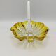 Vintage amber glass pocket basket with scoubidou handle – 1960s