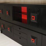 Brutalist Belgian buffet in black and red from the 1960s.