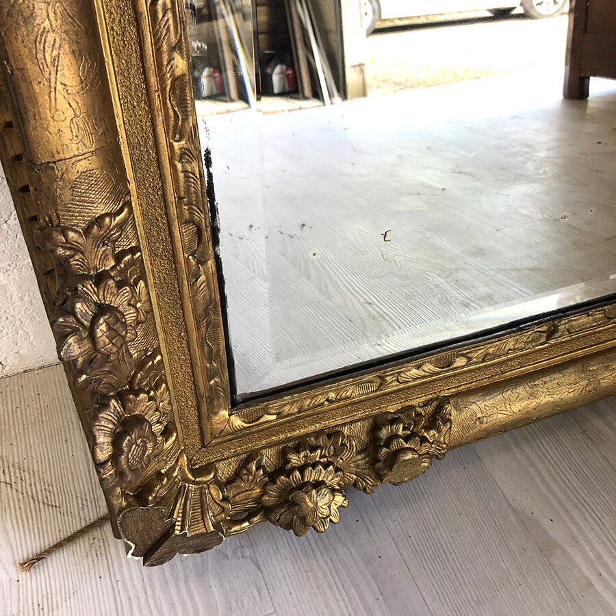 Old bevelled ice mirror 95x76cm