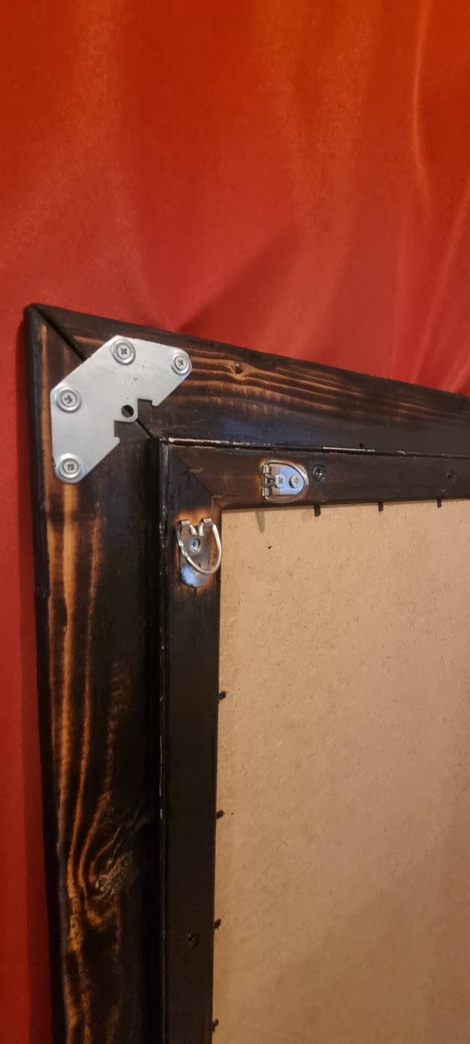 Artisanal Burnt Wood Mirror (108x78 cm) – Industrial / Japandi Style