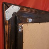 Artisanal Burnt Wood Mirror (108x78 cm) – Industrial / Japandi Style