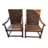 Lot of Antique Wooden Armchairs