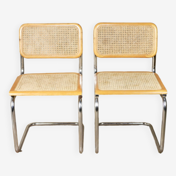 Pair of Cesca B32 wooden chairs, made in Italy, 1970s