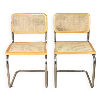 Pair of Cesca B32 wooden chairs, made in Italy, 1970s