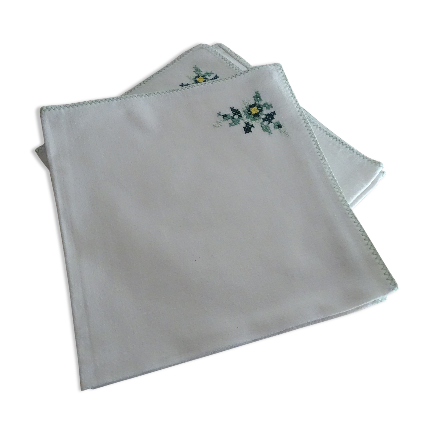6 old embroidered napkins