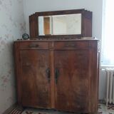 1930s art deco wood and marble buffet