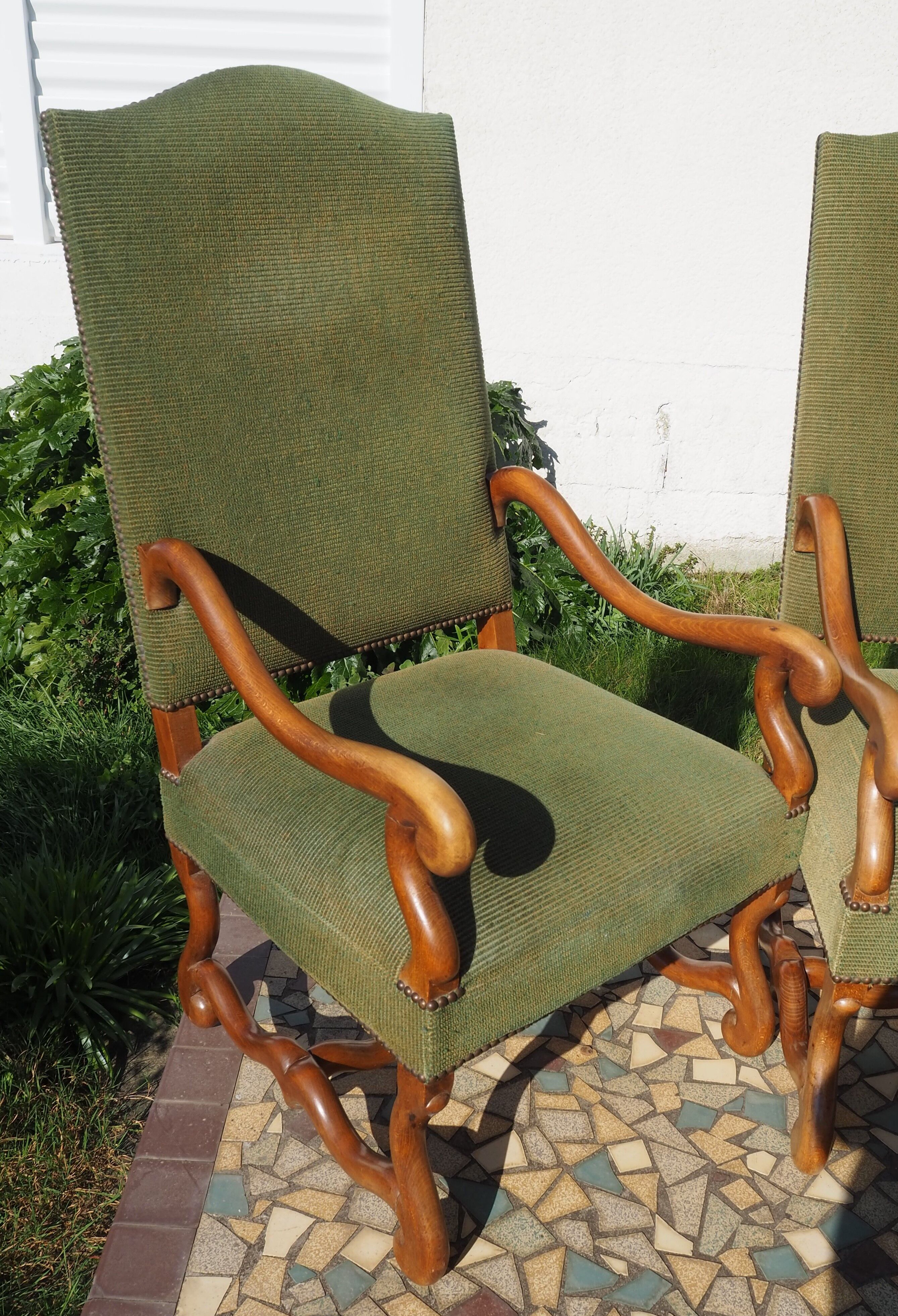 A pair of Louis XIII-style sheep bones armchairs