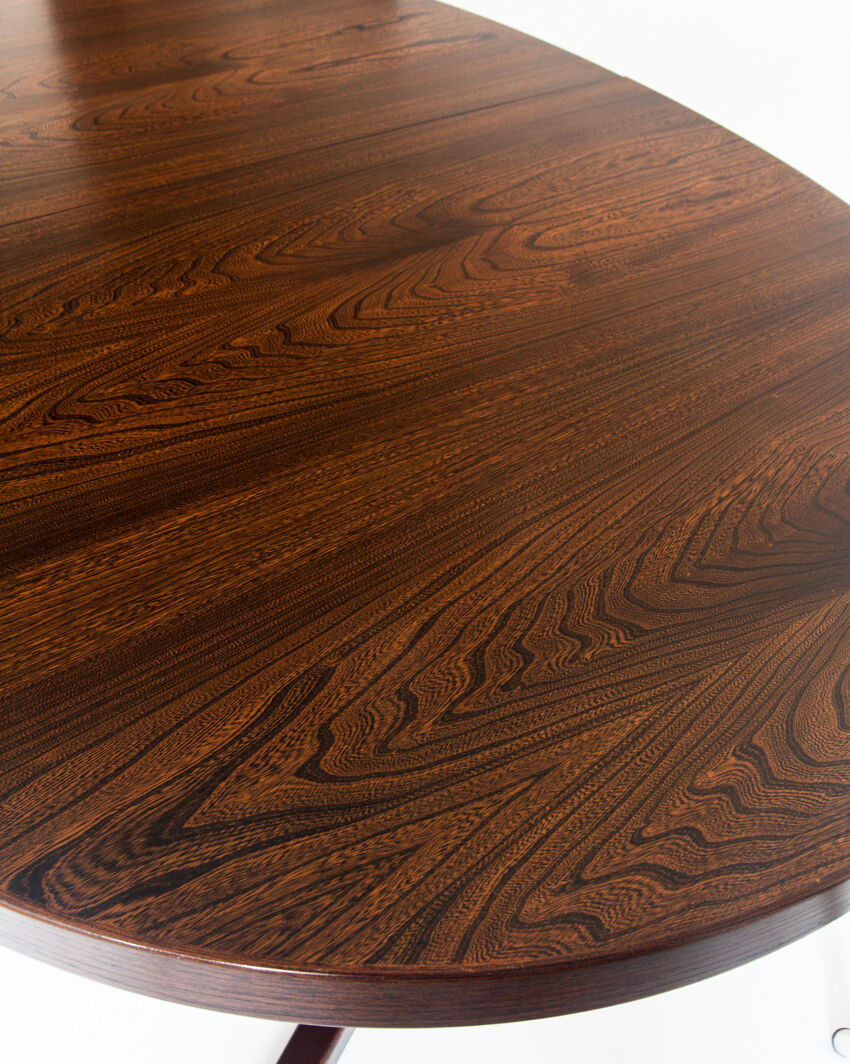 Vintage elm wood table with two extensions, France 1970