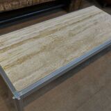 Aluminum and marble coffee table from the 1970s