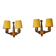 Pair of two-armed art deco "ball" wall lights, carved wood, France, 1960