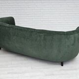 Années 1960, design danois, canapé 3 places "Banana" refait à neuf, velours vintage.