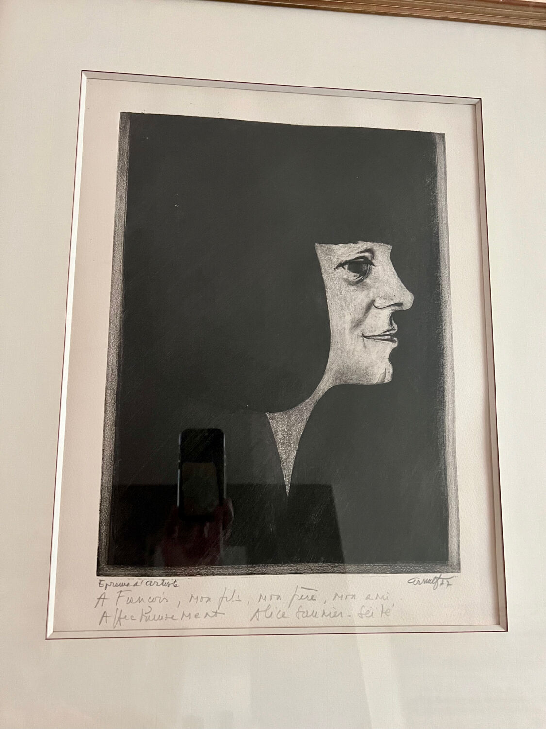 Painting portrait of a woman in profile