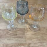 3 crystal liqueur glasses