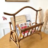 Vintage bamboo rattan magazine rack