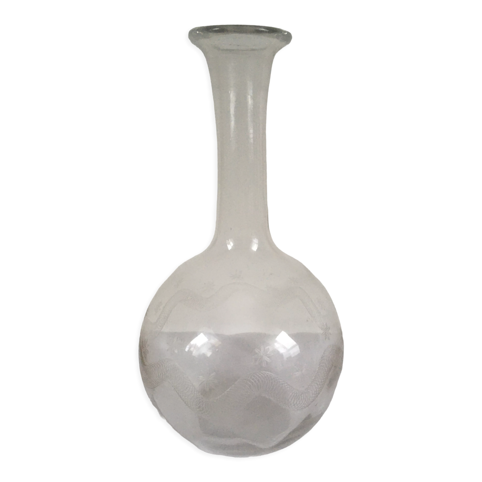 Glass decanter engraved "stars"