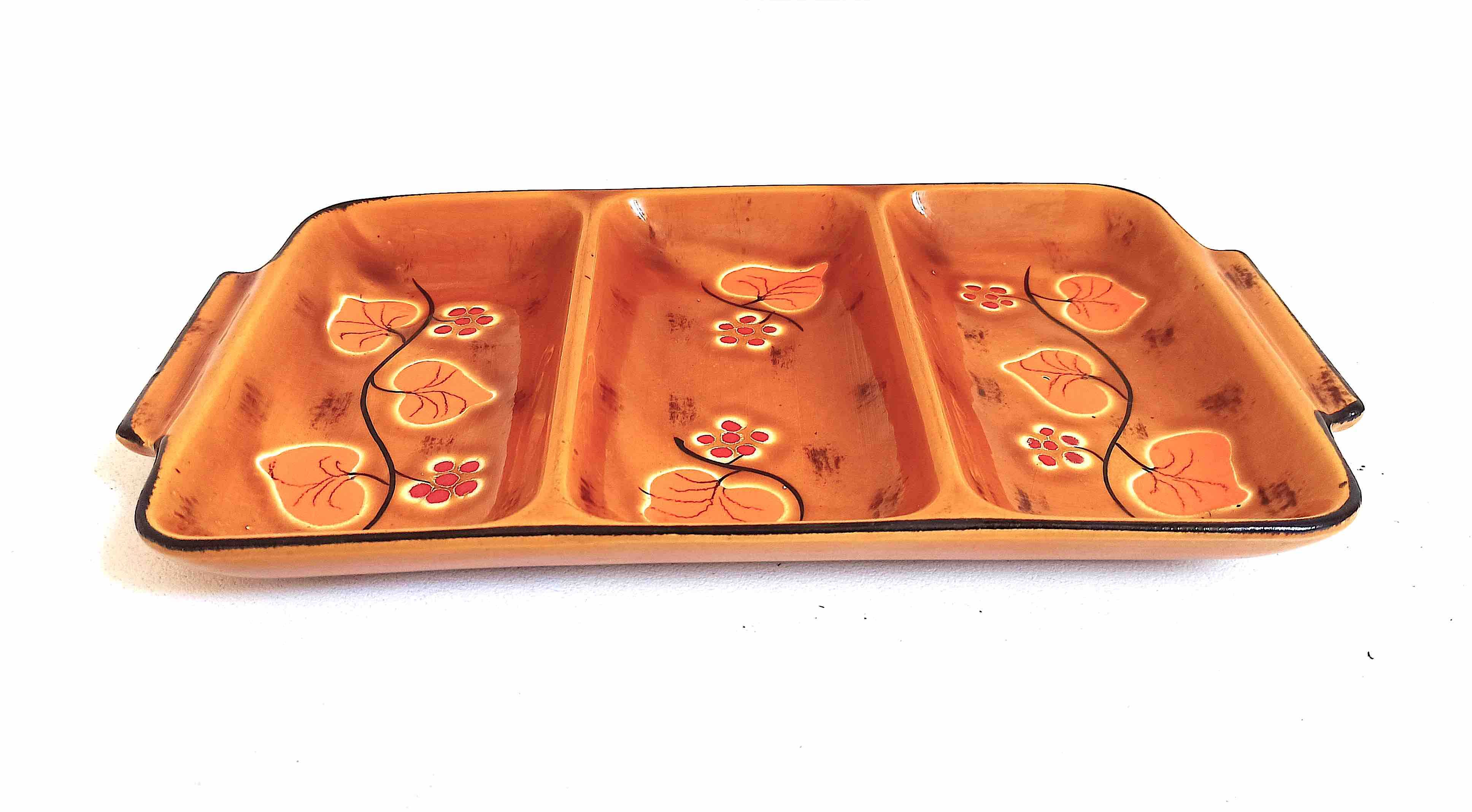 Poët Laval ceramic compartment dish 1960s