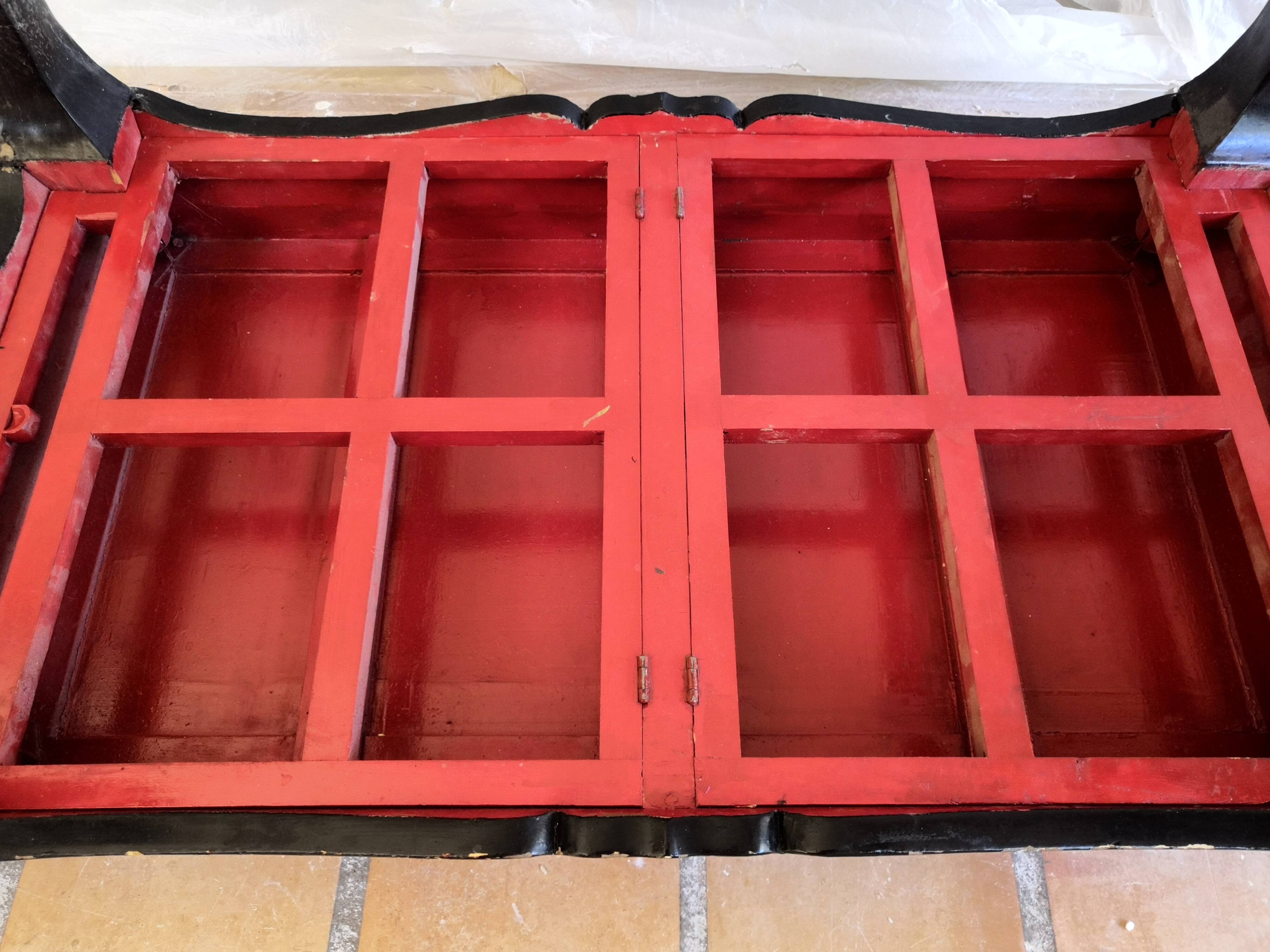 Old rectangular asian retractable coffee table