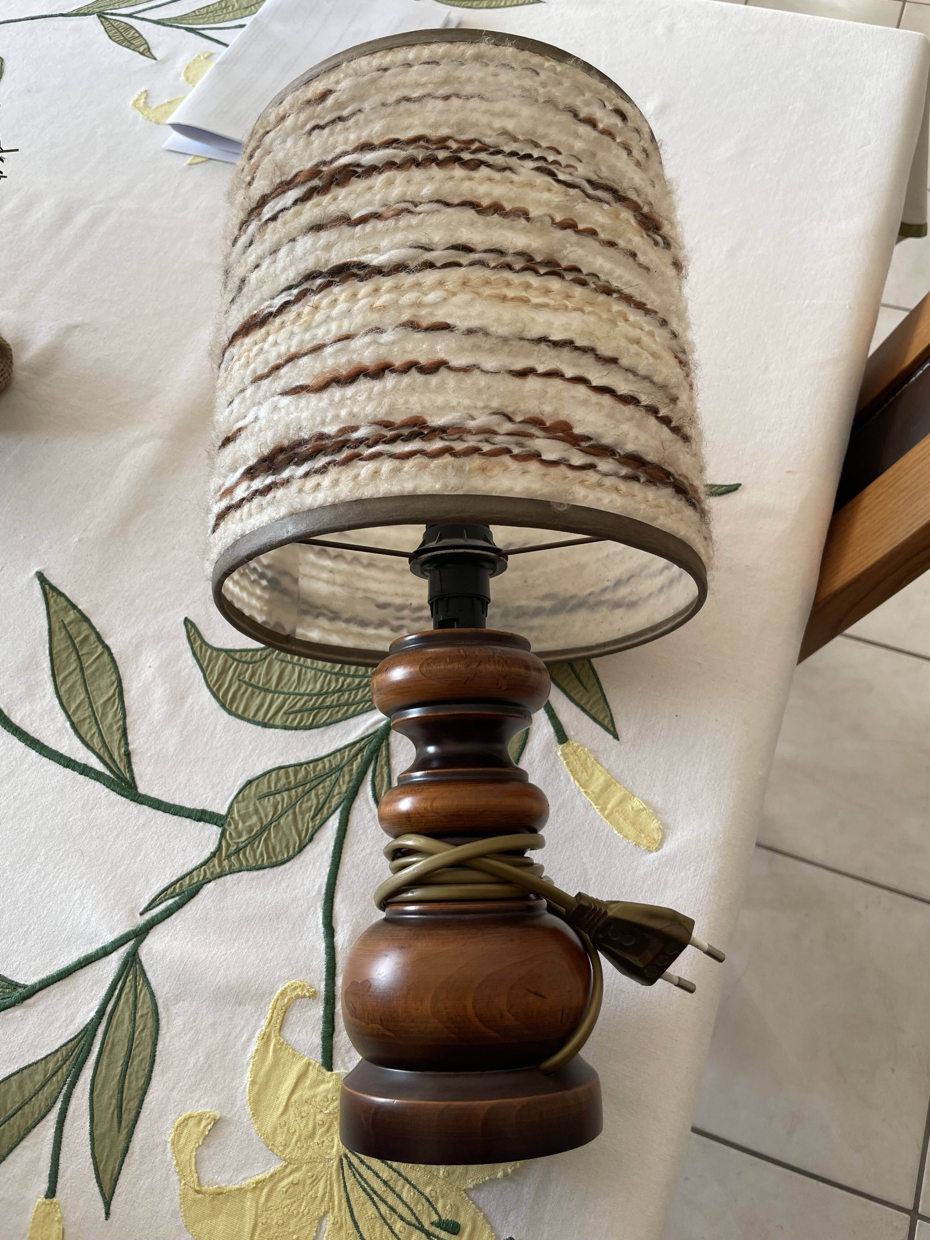 Turned wood lamp from the 1970s