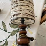 Turned wood lamp from the 1970s