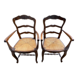 Set of 2 wooden armchairs and canage