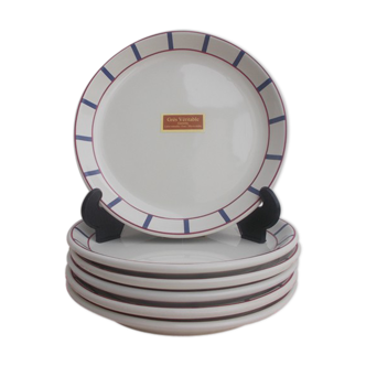 18 blue and red basque plates in gres