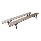 Pair of solid wood farmhouse benches 220cm for rustic farmhouse table.