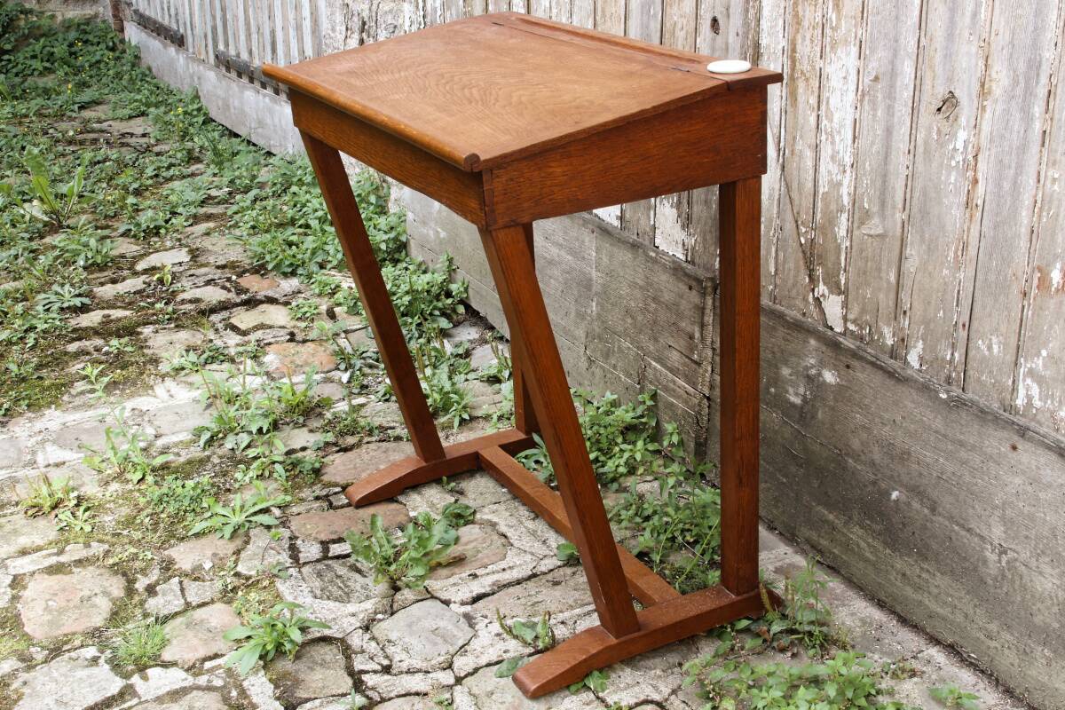 Wooden school desk and chair, 1950s